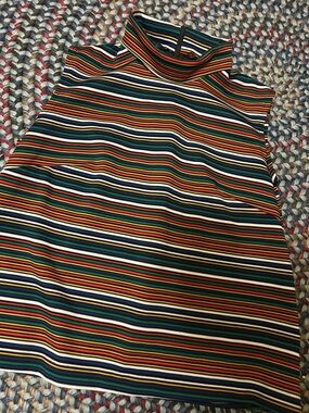 Sleeveless Turtleneck Stripe Top in Multi Colors
